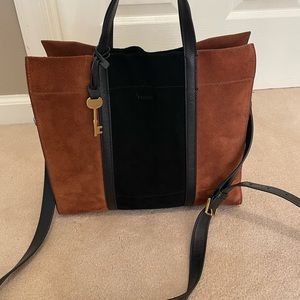 Fossil suede shoulder bag